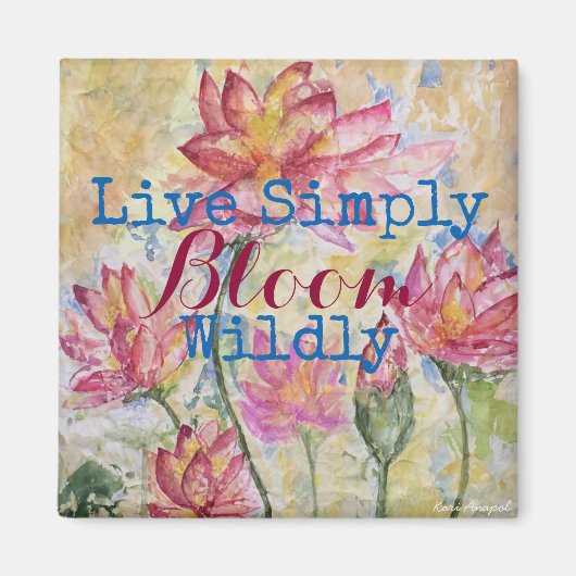 Aquarelle rose Lotus Live Simply Magnet (Devant)