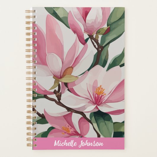 Aquarelle rose Magnolia Art moderne (Devant)