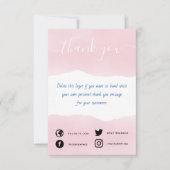 Aquarelle rose manuscrite merci insérer la carte (Devant)