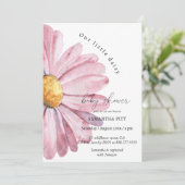 Aquarelle rose marguerite Bébé en fleur Invitation (Debout devant)