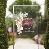 Aquarelle rose Mariage Floral Bienvenue