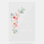 Aquarelle rose Mariage Floral Bienvenue (Recto)