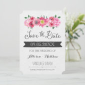 Aquarelle rose Mariage floral Enregistrer la carte (Debout devant)