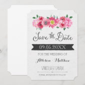 Aquarelle rose Mariage floral Enregistrer la carte (Devant / Derrière)