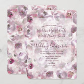 Aquarelle rose mauve Faire-part de mariage Floral (Devant / Derrière)