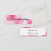 Aquarelle rose Médias sociaux Mini Carte de visite (Devant / Derrière)