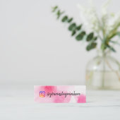 Aquarelle rose Médias sociaux Mini Carte de visite (Debout devant)