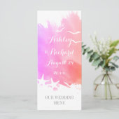 Aquarelle rose, menu mariage de plage d'étoiles de (Debout devant)