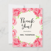 Aquarelle rose Merci floral (Devant)