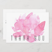 Aquarelle rose Merci funéraire floral (Devant / Derrière)