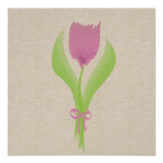 Aquarelle rose mignonne Poster Tulip (Devant)