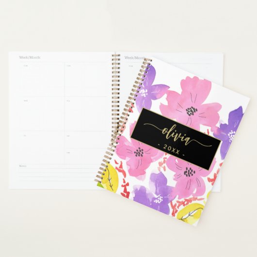 Aquarelle rose moderne chic Floral 2025 (Devant avec enveloppe)