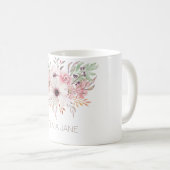Aquarelle rose moderne Mug blanc floral (Devant droit)
