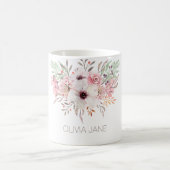 Aquarelle rose moderne Mug blanc floral (Centre)