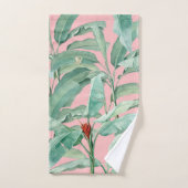 Aquarelle rose moderne Tropical Banana Palm Feuill (Serviette à main)