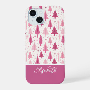 Aquarelle rose Motif Arbre de Noël
