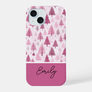 Aquarelle rose Motif Arbre de Noël