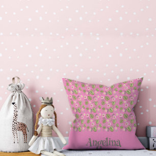 Aquarelle rose motif floral lancer oreiller