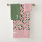 Aquarelle rose motif vert nom feuille verte (En situation)