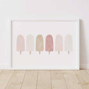 Aquarelle rose Neutre Popsicle Girls Room Poster