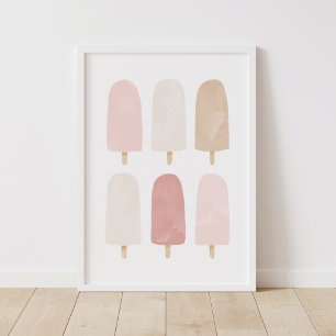 Aquarelle rose Neutre Popsicle Girls Room Poster
