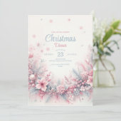 Aquarelle rose Noël Dîner Invitation (Debout devant)