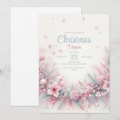 Aquarelle rose Noël Dîner Invitation (Devant / Derrière)
