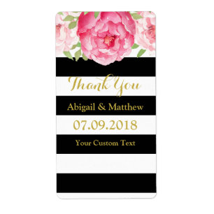 Aquarelle rose noire Étiquettes de mariage florale