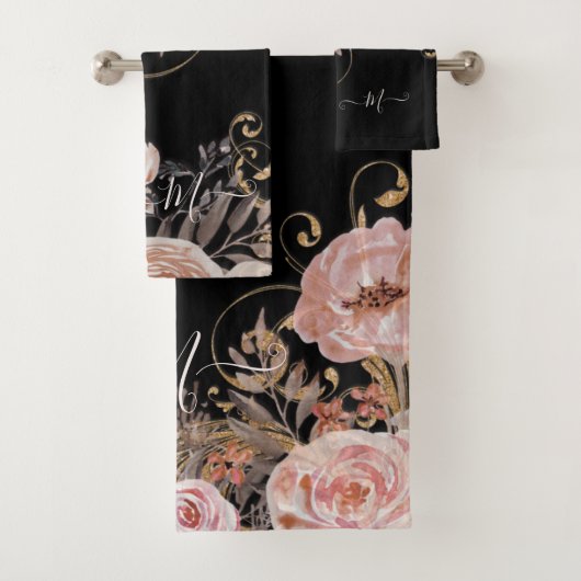 Aquarelle rose noire moderne Floral Élégant (En situation)