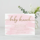 Aquarelle rose Or Bébé Brunch Invitation (Debout devant)