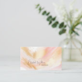 Aquarelle rose or | Carte de visite de code QR (Debout devant)
