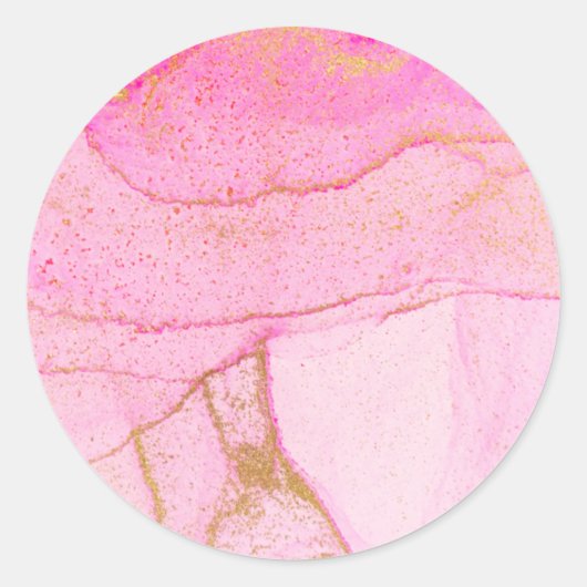 Aquarelle rose or classique Sticker rond (Devant)