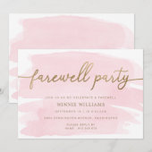 Aquarelle rose or Farewell Party Invitation (Devant / Derrière)