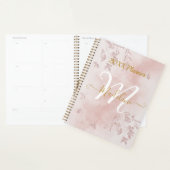Aquarelle Rose or Feuilles Monogramme (Devant avec enveloppe)