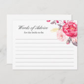Aquarelle rose or Floral Mots de la carte conseil (Devant / Derrière)