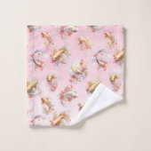 Aquarelle rose or Koi Poisson Floral (Gant de toilette)