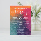 Aquarelle rose orange 3x5 Faire-part de mariage (Debout devant)