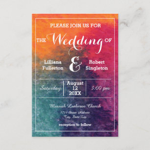 Aquarelle rose orange 3x5 Faire-part de mariage