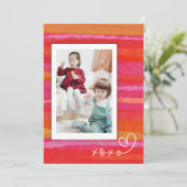 Aquarelle rose orange 4 Photo Valentines Carte Jou (Debout devant)