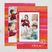 Aquarelle rose orange 4 Photo Valentines Carte Jou (Devant / Derrière)