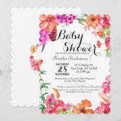 Aquarelle rose orange Baby shower Invitations (Devant / Derrière)