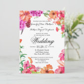 Aquarelle rose orange Jardin Mariage Invitations (Debout devant)