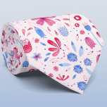 Aquarelle rose pâle<br><div class="desc">Une aquarelle moderne peint de fleurs de jardin rose et bleu sur un arrière - plan rose pâle. Art original de Nic Squirrell. Une cravate de coordination qui correspond à votre célébration.</div>