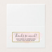 Aquarelle rose pâle Carte de remerciements or mode (Outside Unfolded)