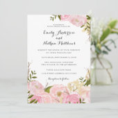 Aquarelle rose pâle Faire-part de mariage Floral (Debout devant)