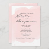 Aquarelle rose pâle Faire-part de mariage romantiq (Devant / Derrière)