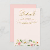 aquarelle rose pâle fleurs mariage détails carte (Devant / Derrière)