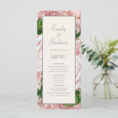 Aquarelle rose pâle Floral Cream Menu Mariage (Debout devant)