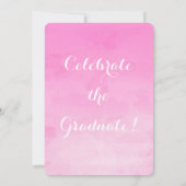 Aquarelle rose pâle Invitation de la fête de gradu (Dos)