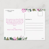 Aquarelle rose pâle Photo Carte postale Noël (Dos)